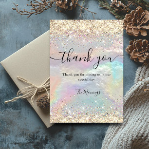 Carte Cute iridescente fausse parties scintillant or mer