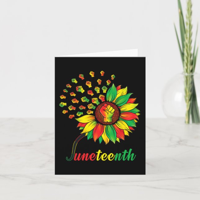 Carte Cute Junetten Fist Tournesol Noir Afrique Amérique (Devant)