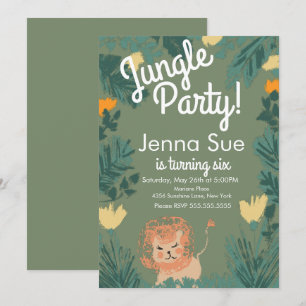 Carte Cute Jungle Lion Art Safari fête d'anniversaire