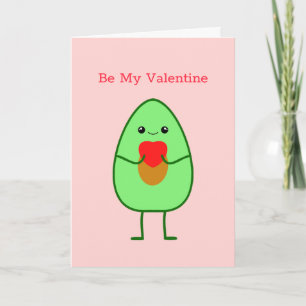 Carte Cute kawaii Avocado Red Heart Be My Valentine