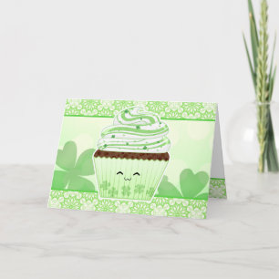 Carte Cute kawaii St Patricks day cupcake