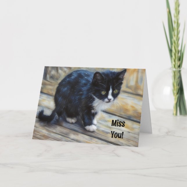 Carte Cute Kitten Art Vous Manque De Penser (Devant)