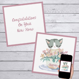 Carte Cute Kitten Assis Dans Un Pot De Fleurs Nouveau Ac