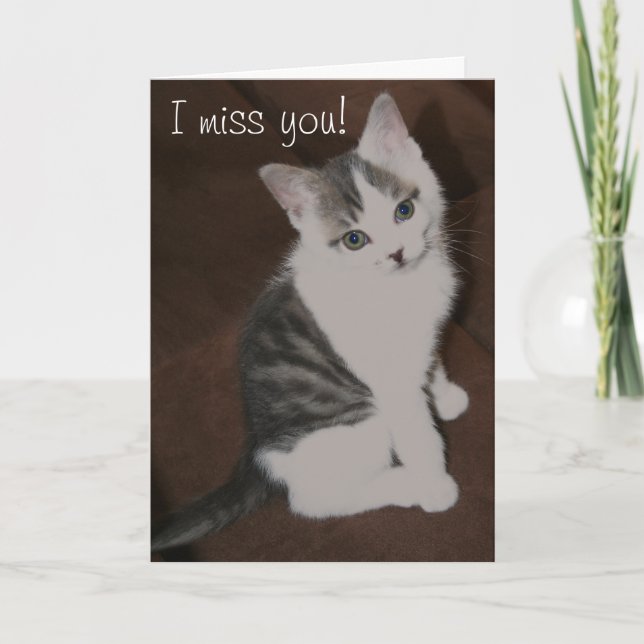 Carte Cute Kitten "I miss you" (Devant)