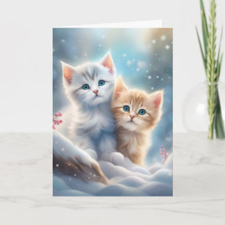 Carte Cute Kittens hiver Wonderland