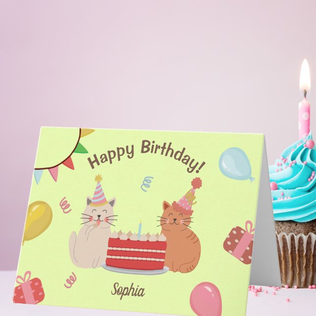 Carte Cute Kitty Cats fête d'anniversaire (Créateur téléchargé)