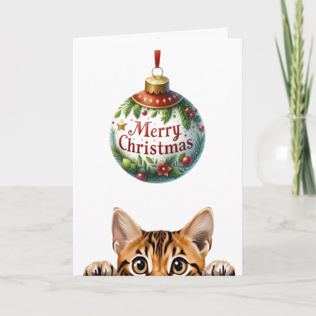Carte Cute Kitty Funny Chat Noël (Devant)