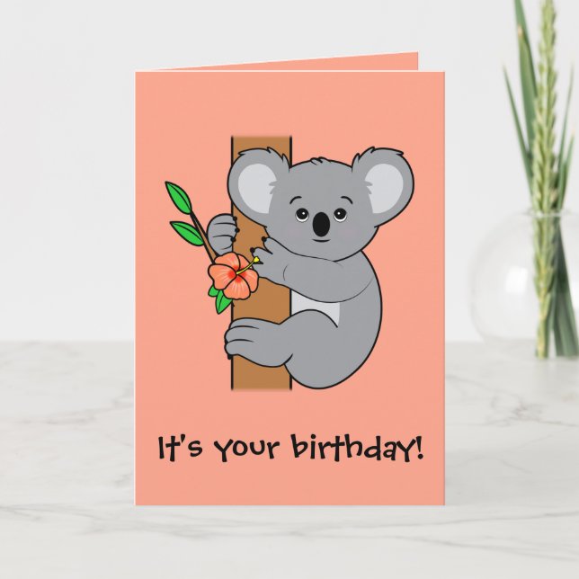 Carte Cute Koala Joyeux anniversaire (Devant)