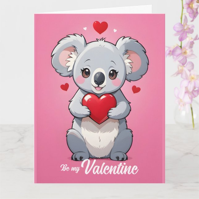 Carte Cute koala rose amour Saint Valentin (Orchidée)