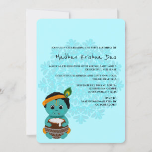 Carte Cute Krishna pour anniversaire - Art Krishna