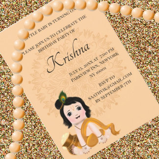 Carte Cute Krishna pour anniversaire - Art Krishna