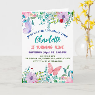 Carte Cute Ladybug Polka point floral Fleur Nom d'annive