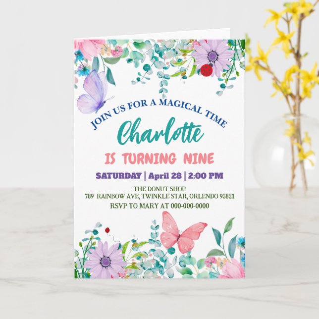 Carte Cute Ladybug Polka point floral Fleur Nom d'annive (Fleur jaune)