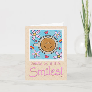 Carte Cute Latte Sourit En Pensant À Vous