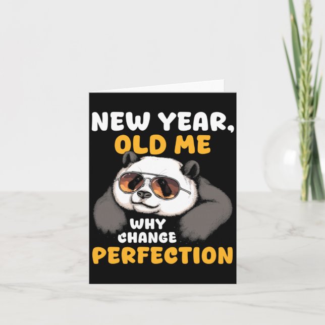 Carte Cute Lazy Panda Nouvel An Vieux Moi 2026 Drôle Sar (Devant)