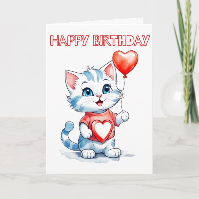 Carte Cute Little Kitty Chat Joyeux anniversaire (Devant)