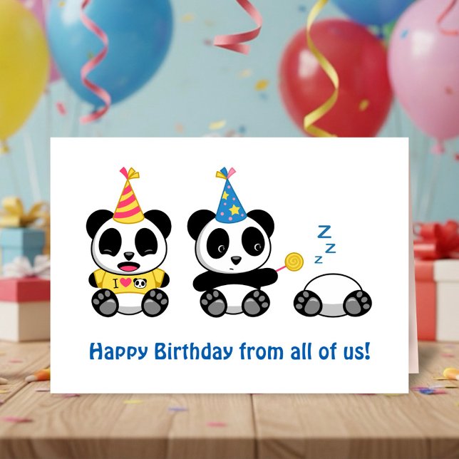 Carte Cute Little Pandas on White Birthday from All (Créateur téléchargé)