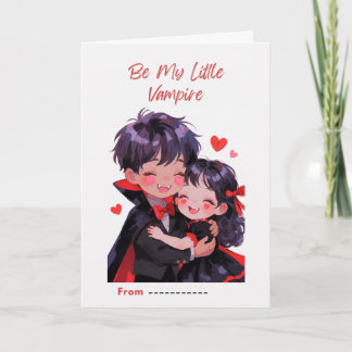 Carte Cute Little Vampire Couple Valentine Card