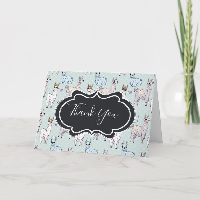 Carte Cute Llama Motif sur le Merci Pois (Devant)