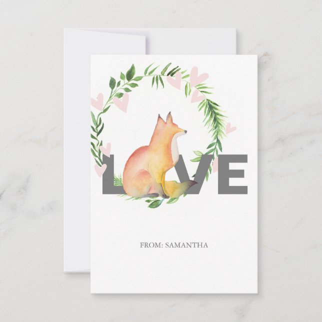Carte Cute Lote et Fox Kids Classroom Valentine Card (Devant)