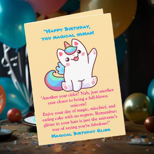 Carte Cute Magical Funny Unicorn Anniversaire de enfant 
