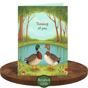 Carte Cute Mallard Ducks Forest Pond Scene Amitié