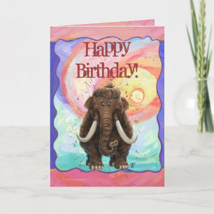 Carte Cute Mastodon Joyeux anniversaire