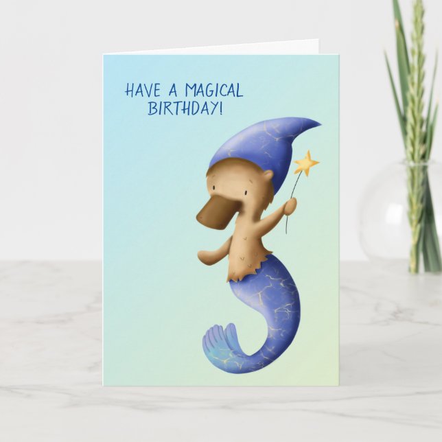 Carte Cute Mermaid Platypus Anniversaire (Devant)