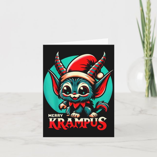 Carte Cute Merry Krampus Christmas Holiday 30’s Retro Ca (Devant)