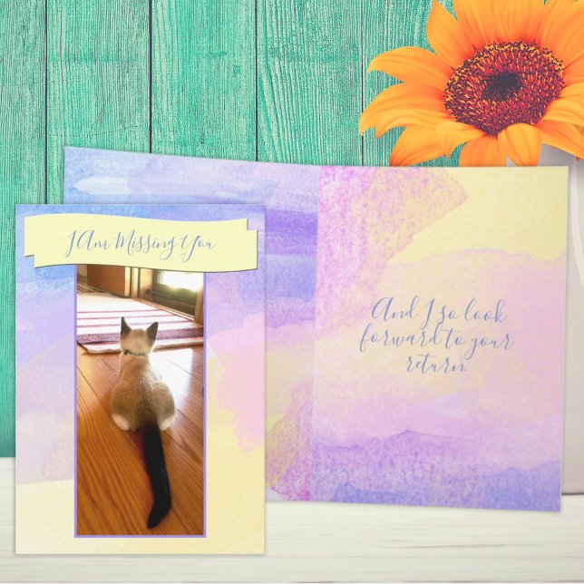 Carte Cute Missing You Siamese Kitten Espace réservé pho (Créateur téléchargé)