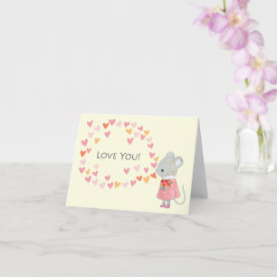 Carte Cute Mouse Je t'aime Valentines jour Anniversaire