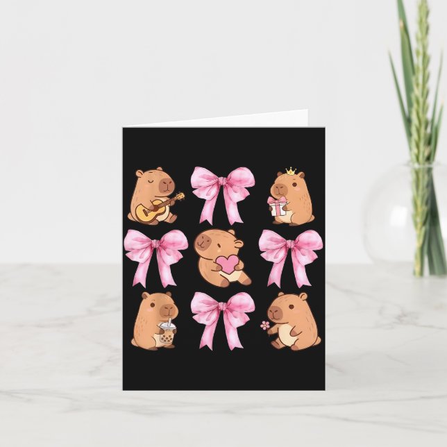 Carte Cute Nk Coquette Bow Kawaii Capybara Lover  (Devant)