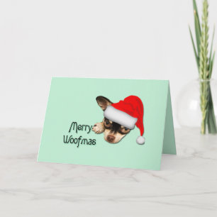 Carte Cute Noir et Tan Chihuahua Chiuppy avec Santa Hat