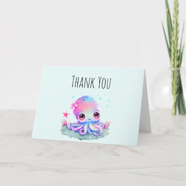 Carte Cute Octopus Sea Creator Merci (Devant)