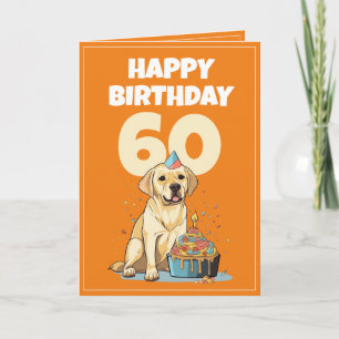 Carte Cute Orange and White Lab Husband 60e anniversaire