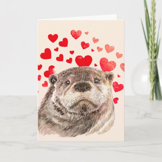 Carte Cute Otter Coeurs Pas De Otter Comme Vous Animaux  (Devant)