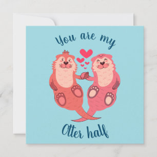 Carte Cute Otters Valentines Day Couple Personnalisé