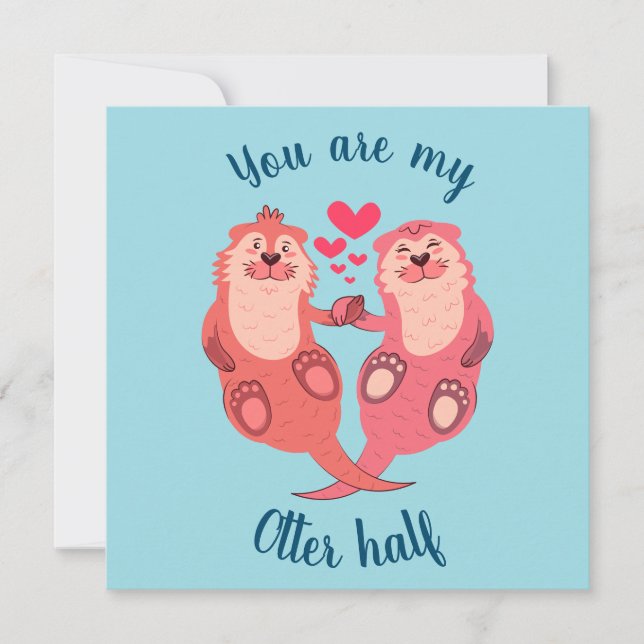 Carte Cute Otters Valentines Day Couple Personnalisé (Devant)