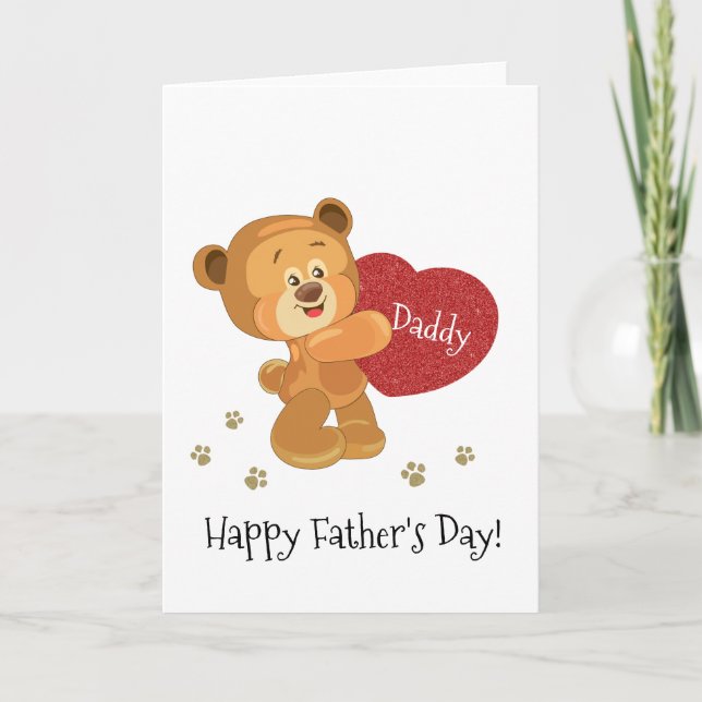 Carte Cute ours en peluche avec Fête des pères joyeuse a (Devant)