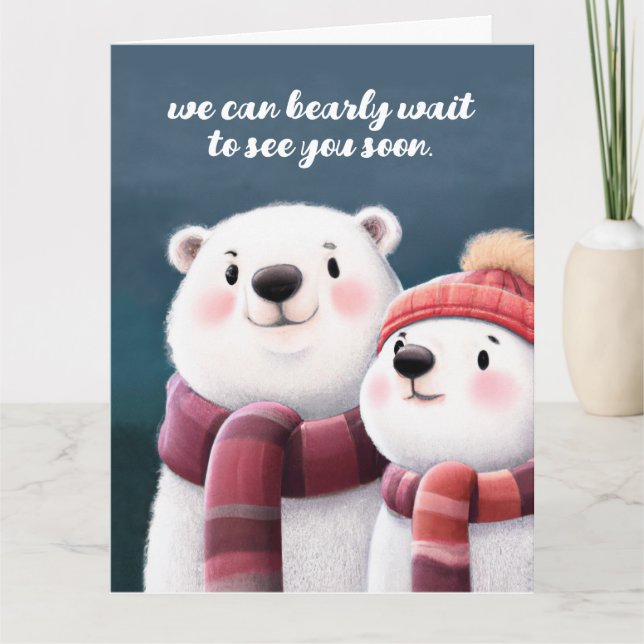 Carte Cute Ours Polaire Cubs Portant Des Écharpes (Devant)