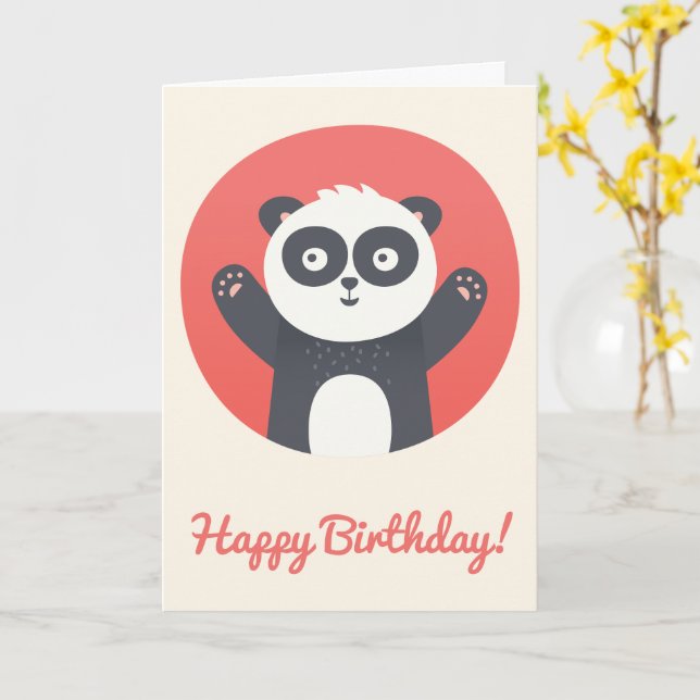 Carte Cute Panda Bear - Anniversaire de enfant personnal (Fleur jaune)