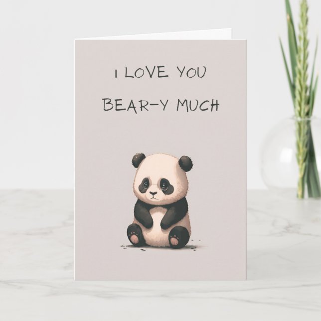 Carte Cute Panda Bear Anniversaire ou Valentine (Devant)