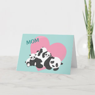 Carte Cute Panda Bear Babies Fête des mères