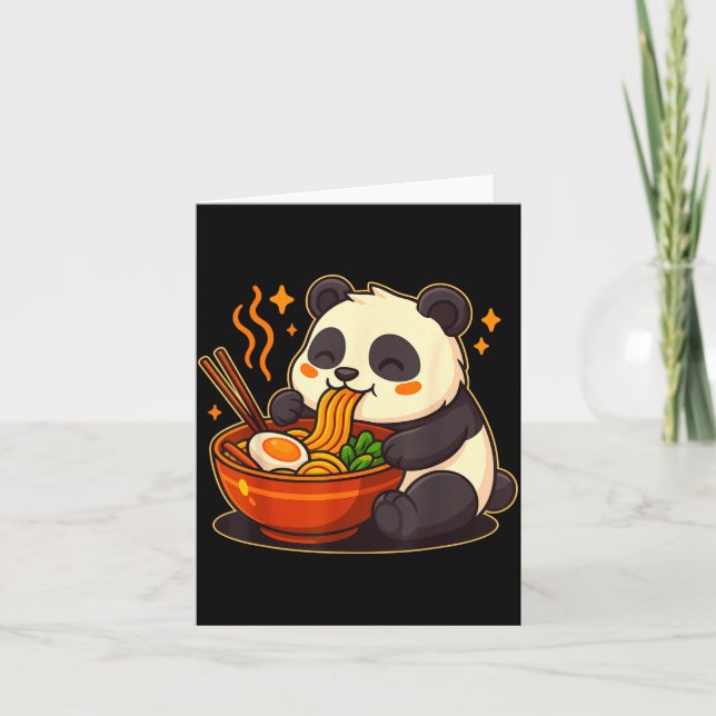 Carte Cute Panda Eating Ramen Noodles  (Devant)