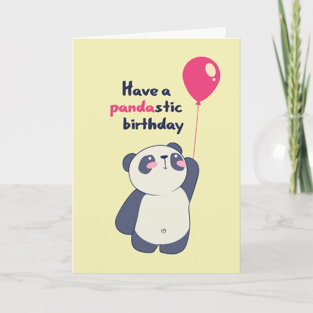 Carte Cute Panda Pun Pandastic Anniversaire Funny Annive (Devant)
