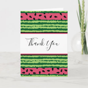 Carte Cute pastèque Motif rose et Merci vert