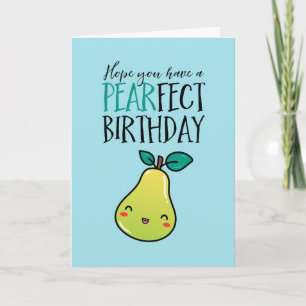 Carte Cute Pear Fruit Pun Funny Pearfect Anniversaire