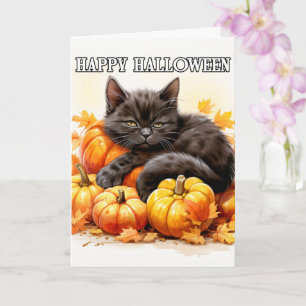 Carte Cute Petit Lazy Day Chat noir Halloween