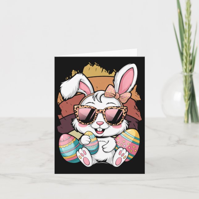 Carte Cute Pink Plaid Pattern Easter Bunny Face Rabbit E (Devant)