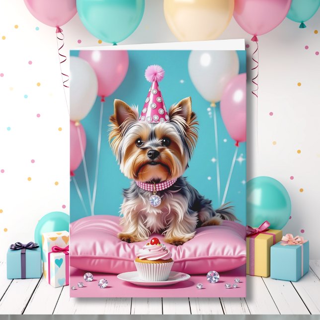 Carte Cute Pink Yorkie Niece's Birthday (Créateur téléchargé)